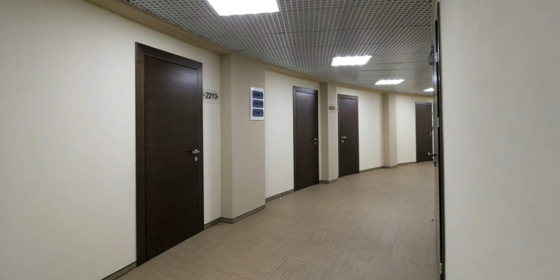 Hallway of fire doors